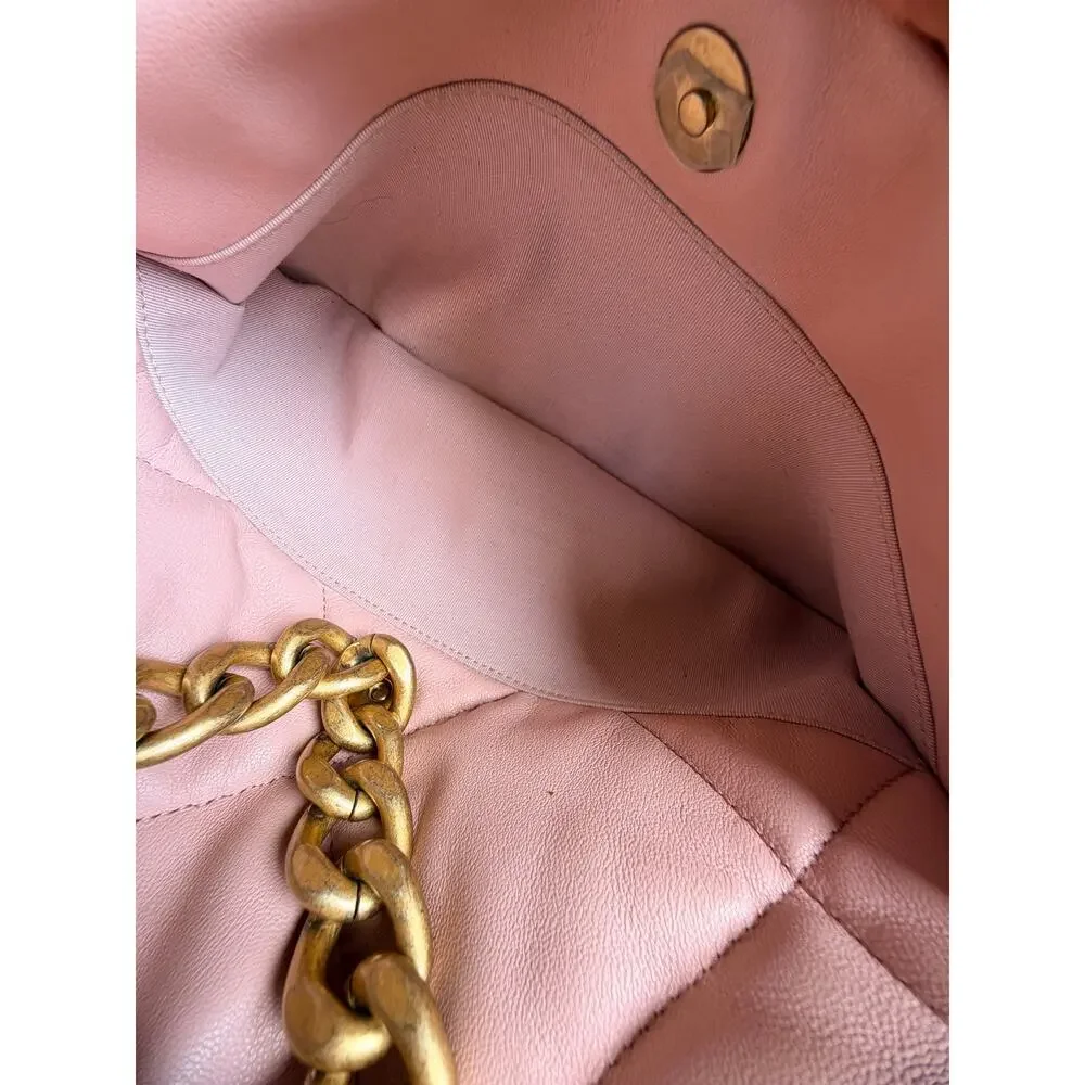Chanel 19 Flap Bag Quilted Leather Large Light Pink 82937